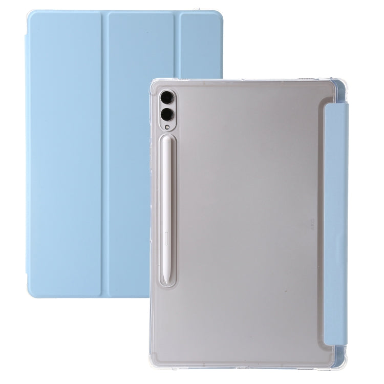 For Samsung Galaxy Tab S10 Ultra 3-Fold Clear Acrylic Leather Tablet Case(Ice Blue) by buy2fix