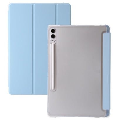 For Samsung Galaxy Tab S10 Ultra 3-Fold Clear Acrylic Leather Tablet Case(Ice Blue) by buy2fix
