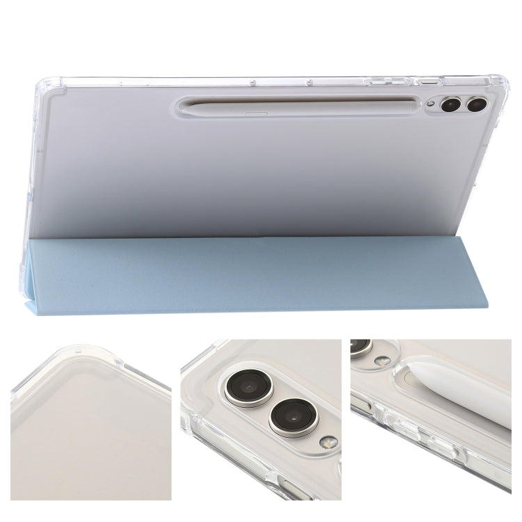 For Samsung Galaxy Tab S10 Ultra 3-Fold Clear Acrylic Leather Tablet Case(Ice Blue) by buy2fix