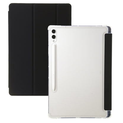 For Samsung Galaxy Tab S10 Ultra 3-Fold Clear Acrylic Leather Tablet Case(Black) by buy2fix