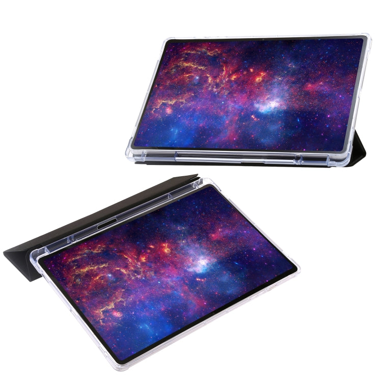 For Samsung Galaxy Tab S10 Ultra 3-Fold Clear Acrylic Leather Tablet Case(Black) by buy2fix