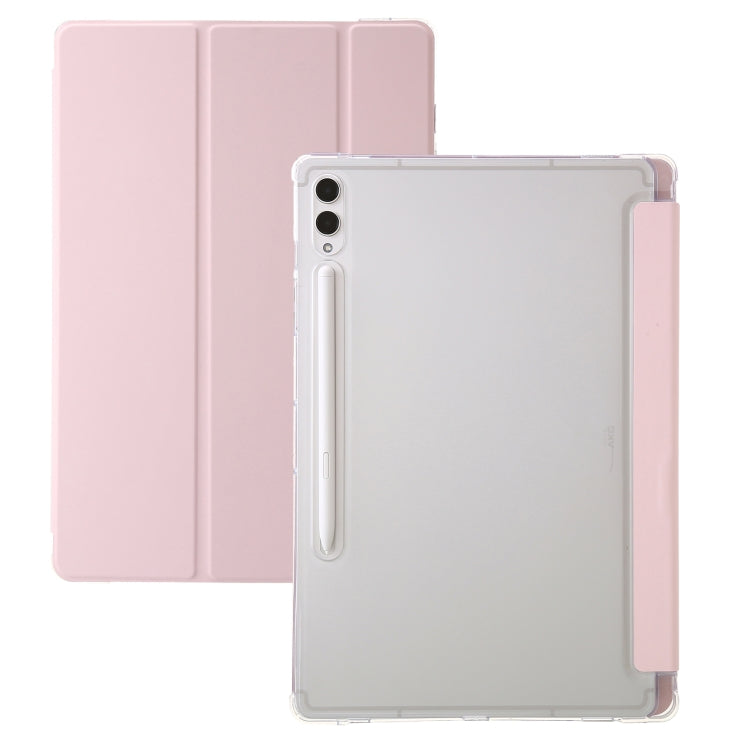 For Samsung Galaxy Tab S10 Ultra 3-Fold Clear Acrylic Leather Tablet Case(Pink) by buy2fix
