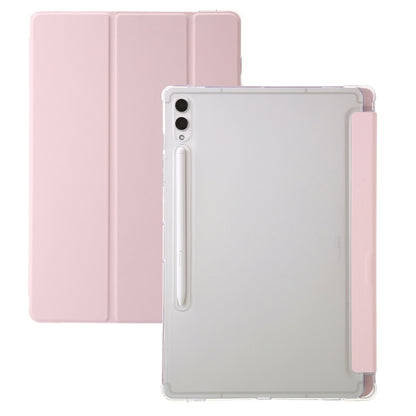 For Samsung Galaxy Tab S10 Ultra 3-Fold Clear Acrylic Leather Tablet Case(Pink) by buy2fix