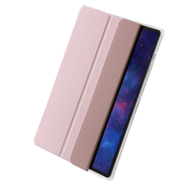 For Samsung Galaxy Tab S10 Ultra 3-Fold Clear Acrylic Leather Tablet Case(Pink) by buy2fix