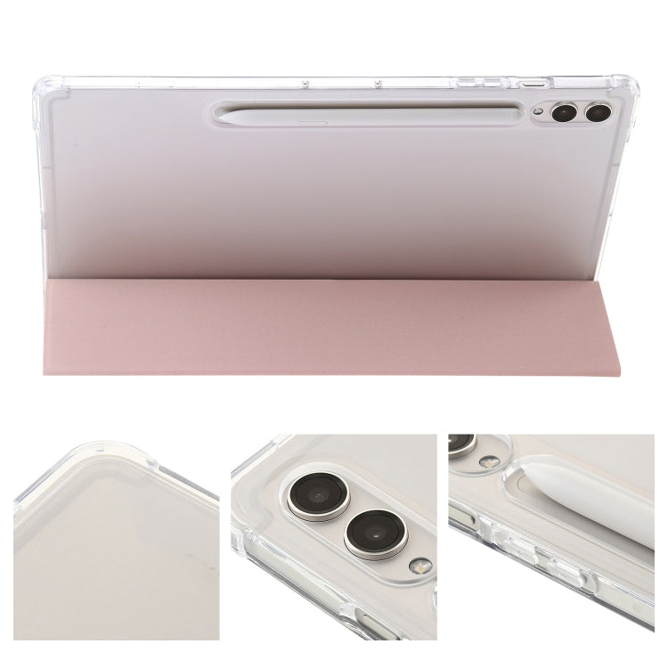 For Samsung Galaxy Tab S10 Ultra 3-Fold Clear Acrylic Leather Tablet Case(Pink) by buy2fix