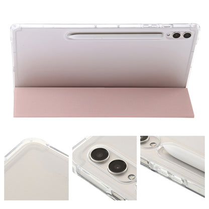 For Samsung Galaxy Tab S10 Ultra 3-Fold Clear Acrylic Leather Tablet Case(Pink) by buy2fix