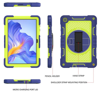 For Honor Pad X8 360 Degree Rotation PC Contrast Silicone Tablet Case(Navy Blue + Yellow Green) - Honor by buy2fix | Online Shopping UK | buy2fix