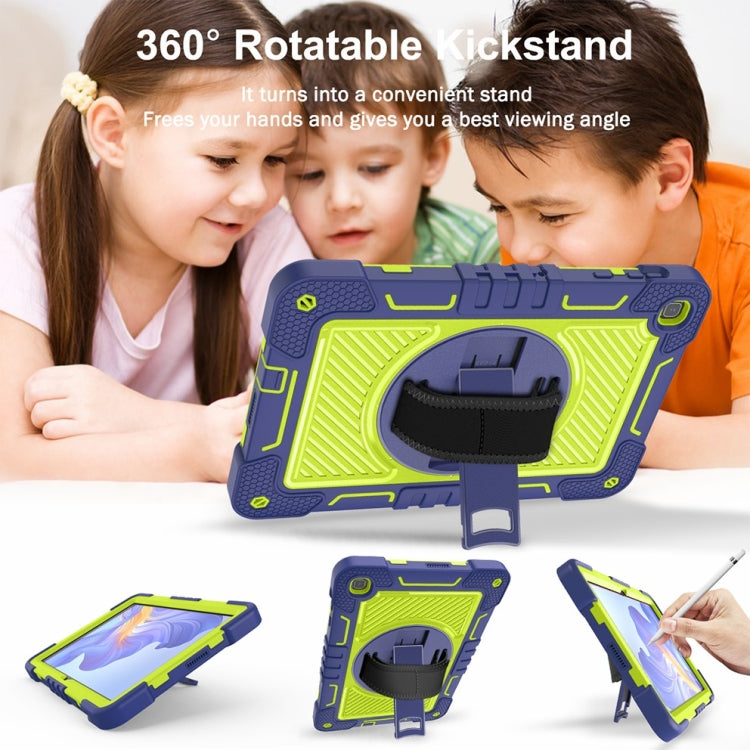 For Honor Pad X8 360 Degree Rotation PC Contrast Silicone Tablet Case(Navy Blue + Yellow Green) - Honor by buy2fix | Online Shopping UK | buy2fix