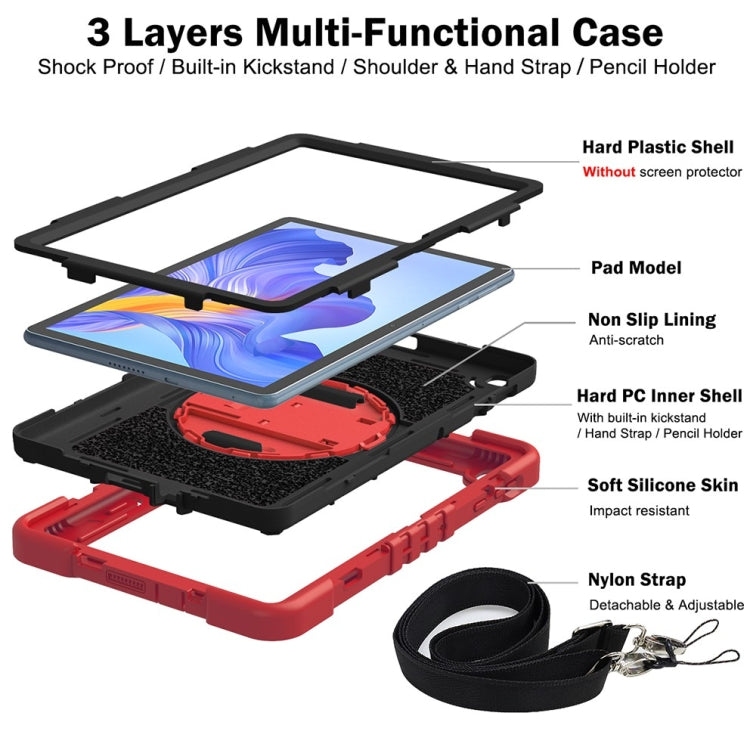 For Honor Pad X8 360 Degree Rotation PC Contrast Silicone Tablet Case(Red + Black) - Honor by buy2fix | Online Shopping UK | buy2fix