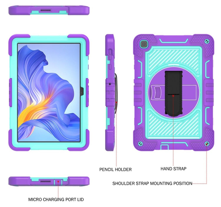 For Honor Pad X8 360 Degree Rotation PC Contrast Silicone Tablet Case(Purple + Mint Green) - Honor by buy2fix | Online Shopping UK | buy2fix