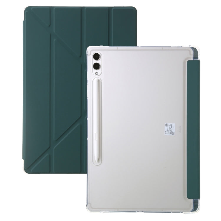 For Samsung Galaxy Tab S10 FE / S9 FE Clear Acrylic Deformation Leather Tablet Case(Deep Green) by buy2fix