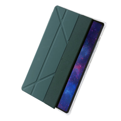For Samsung Galaxy Tab S10 FE / S9 FE Clear Acrylic Deformation Leather Tablet Case(Deep Green) by buy2fix