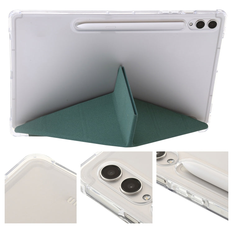 For Samsung Galaxy Tab S10 FE / S9 FE Clear Acrylic Deformation Leather Tablet Case(Deep Green) by buy2fix
