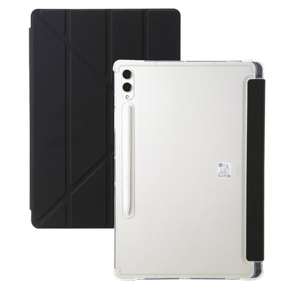 For Samsung Galaxy Tab S10 FE / S9 FE Clear Acrylic Deformation Leather Tablet Case(Black) by buy2fix