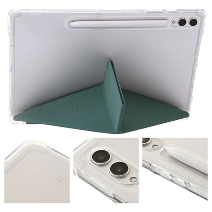 For Samsung Galaxy Tab S9 FE+ Clear Acrylic Deformation Leather Tablet Case(Deep Green) by buy2fix