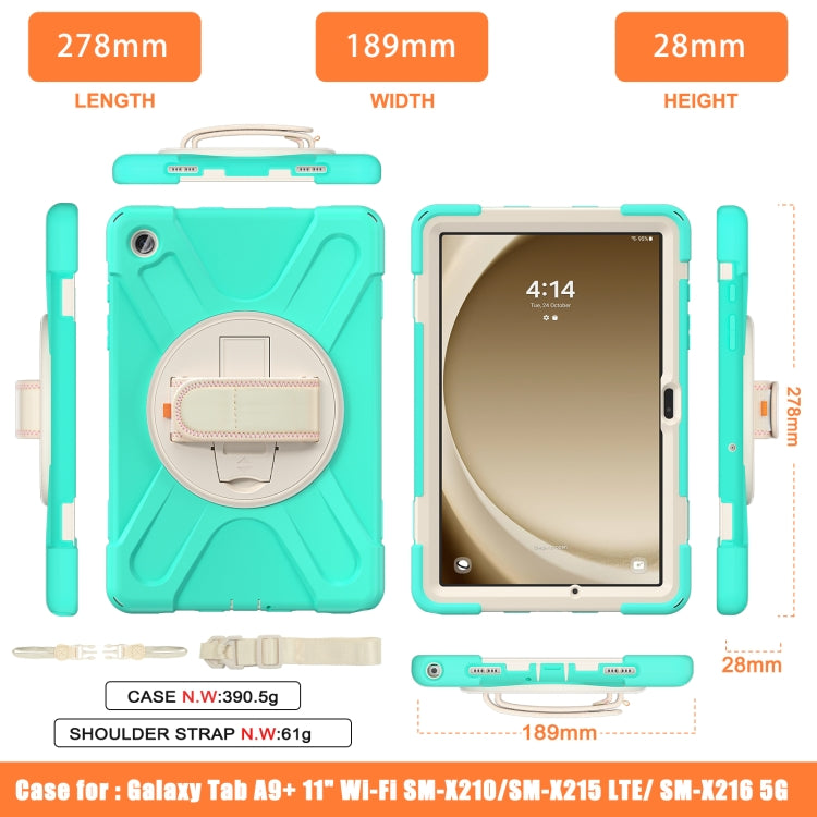 For Samsung Galaxy Tab A9+ Rotatable Kickstand Grip Heavy Duty Hard Rugged Tablet Case(Green) - Galaxy Tab A9+ by buy2fix | Online Shopping UK | buy2fix