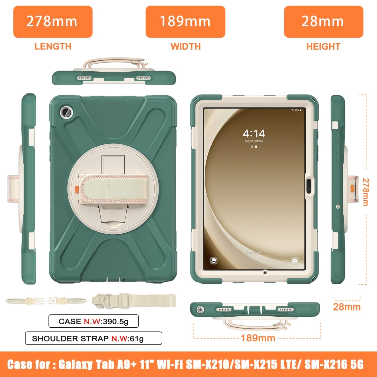 For Samsung Galaxy Tab A9+ Rotary Handle Grab TPU + PC Tablet Case(Emerald-green) - Galaxy Tab A9+ by buy2fix | Online Shopping UK | buy2fix