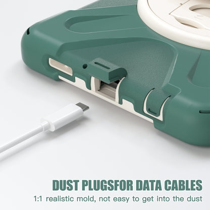 For Samsung Galaxy Tab A9+ Rotary Handle Grab TPU + PC Tablet Case(Emerald-green) - Galaxy Tab A9+ by buy2fix | Online Shopping UK | buy2fix