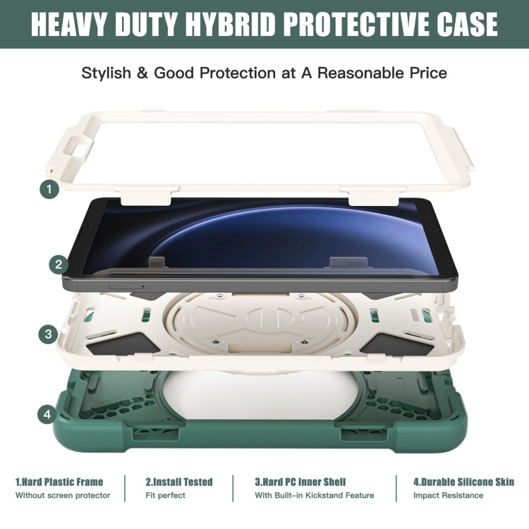 For Samsung Galaxy Tab A9+ Rotary Handle Grab TPU + PC Tablet Case(Emerald-green) - Galaxy Tab A9+ by buy2fix | Online Shopping UK | buy2fix