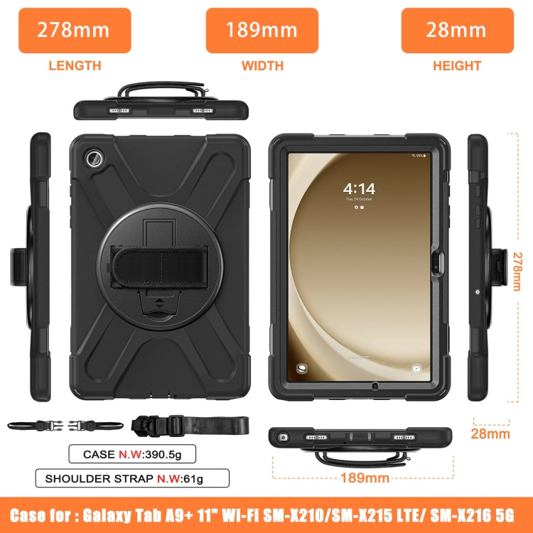 For Samsung Galaxy Tab A9+ Rotary Handle Grab TPU + PC Tablet Case(Black) - Galaxy Tab A9+ by buy2fix | Online Shopping UK | buy2fix