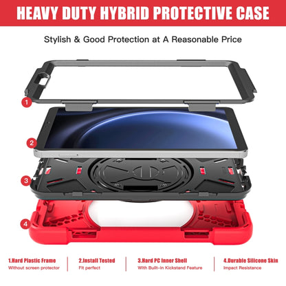 For Samsung Galaxy Tab A9+ Rotatable Kickstand Grip Heavy Duty Hard Rugged Tablet Case(Red) - Galaxy Tab A9+ by buy2fix | Online Shopping UK | buy2fix