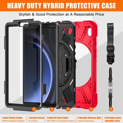 For Samsung Galaxy Tab A9+ Rotatable Kickstand Grip Heavy Duty Hard Rugged Tablet Case(Red) - Galaxy Tab A9+ by buy2fix | Online Shopping UK | buy2fix