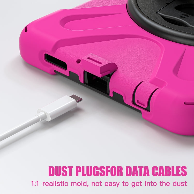 For Samsung Galaxy Tab A9+ Rotatable Kickstand Grip Heavy Duty Hard Rugged Tablet Case(Rose Red) - Galaxy Tab A9+ by buy2fix | Online Shopping UK | buy2fix