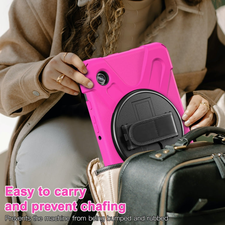 For Samsung Galaxy Tab A9+ Rotatable Kickstand Grip Heavy Duty Hard Rugged Tablet Case(Rose Red) - Galaxy Tab A9+ by buy2fix | Online Shopping UK | buy2fix
