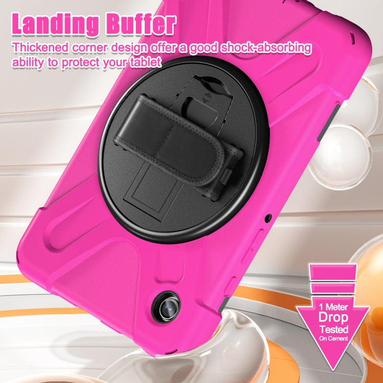 For Samsung Galaxy Tab A9+ Rotatable Kickstand Grip Heavy Duty Hard Rugged Tablet Case(Rose Red) - Galaxy Tab A9+ by buy2fix | Online Shopping UK | buy2fix
