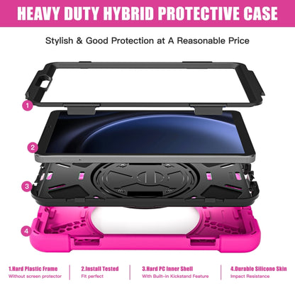 For Samsung Galaxy Tab A9+ Rotatable Kickstand Grip Heavy Duty Hard Rugged Tablet Case(Rose Red) - Galaxy Tab A9+ by buy2fix | Online Shopping UK | buy2fix
