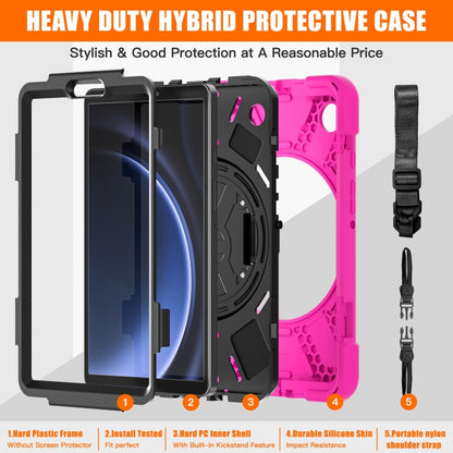 For Samsung Galaxy Tab A9+ Rotatable Kickstand Grip Heavy Duty Hard Rugged Tablet Case(Rose Red) - Galaxy Tab A9+ by buy2fix | Online Shopping UK | buy2fix