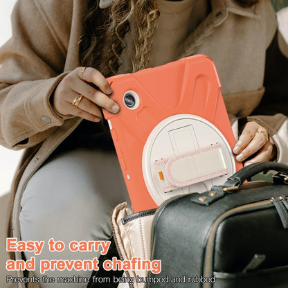 For Samsung Galaxy Tab A9+ Rotatable Kickstand Grip Heavy Duty Hard Rugged Tablet Case(Coral Orange) - Galaxy Tab A9+ by buy2fix | Online Shopping UK | buy2fix