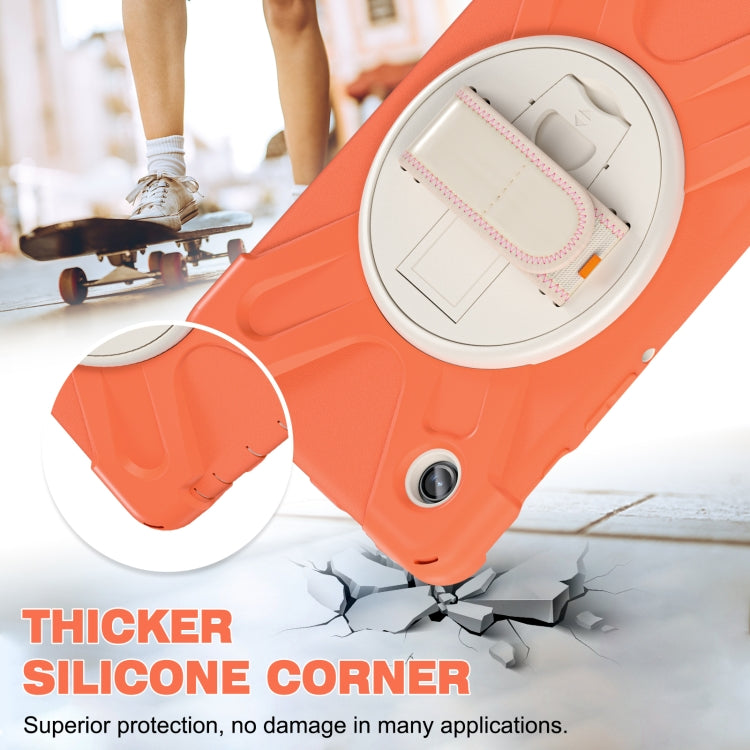 For Samsung Galaxy Tab A9+ Rotatable Kickstand Grip Heavy Duty Hard Rugged Tablet Case(Coral Orange) - Galaxy Tab A9+ by buy2fix | Online Shopping UK | buy2fix