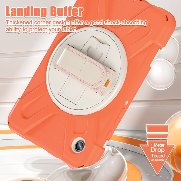 For Samsung Galaxy Tab A9+ Rotatable Kickstand Grip Heavy Duty Hard Rugged Tablet Case(Coral Orange) - Galaxy Tab A9+ by buy2fix | Online Shopping UK | buy2fix