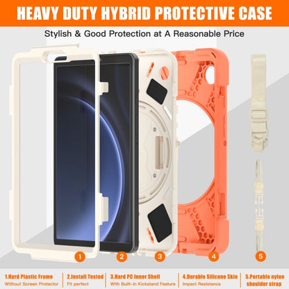 For Samsung Galaxy Tab A9+ Rotatable Kickstand Grip Heavy Duty Hard Rugged Tablet Case(Coral Orange) - Galaxy Tab A9+ by buy2fix | Online Shopping UK | buy2fix