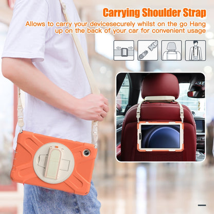For Samsung Galaxy Tab A9+ Rotatable Kickstand Grip Heavy Duty Hard Rugged Tablet Case(Coral Orange) - Galaxy Tab A9+ by buy2fix | Online Shopping UK | buy2fix