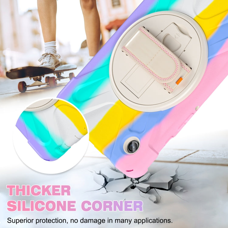 For Samsung Galaxy Tab A9+ Rotatable Kickstand Grip Heavy Duty Hard Rugged Tablet Case(Colorful Pink) - Galaxy Tab A9+ by buy2fix | Online Shopping UK | buy2fix