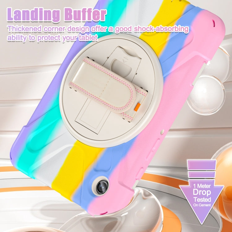 For Samsung Galaxy Tab A9+ Rotatable Kickstand Grip Heavy Duty Hard Rugged Tablet Case(Colorful Pink) - Galaxy Tab A9+ by buy2fix | Online Shopping UK | buy2fix