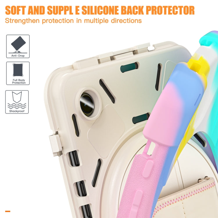 For Samsung Galaxy Tab A9+ Rotatable Kickstand Grip Heavy Duty Hard Rugged Tablet Case(Colorful Pink) - Galaxy Tab A9+ by buy2fix | Online Shopping UK | buy2fix