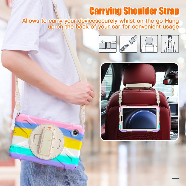 For Samsung Galaxy Tab A9+ Rotatable Kickstand Grip Heavy Duty Hard Rugged Tablet Case(Colorful Pink) - Galaxy Tab A9+ by buy2fix | Online Shopping UK | buy2fix