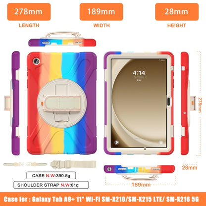 For Samsung Galaxy Tab A9+ Rotatable Kickstand Grip Heavy Duty Hard Rugged Tablet Case(Colorful Red) - Galaxy Tab A9+ by buy2fix | Online Shopping UK | buy2fix