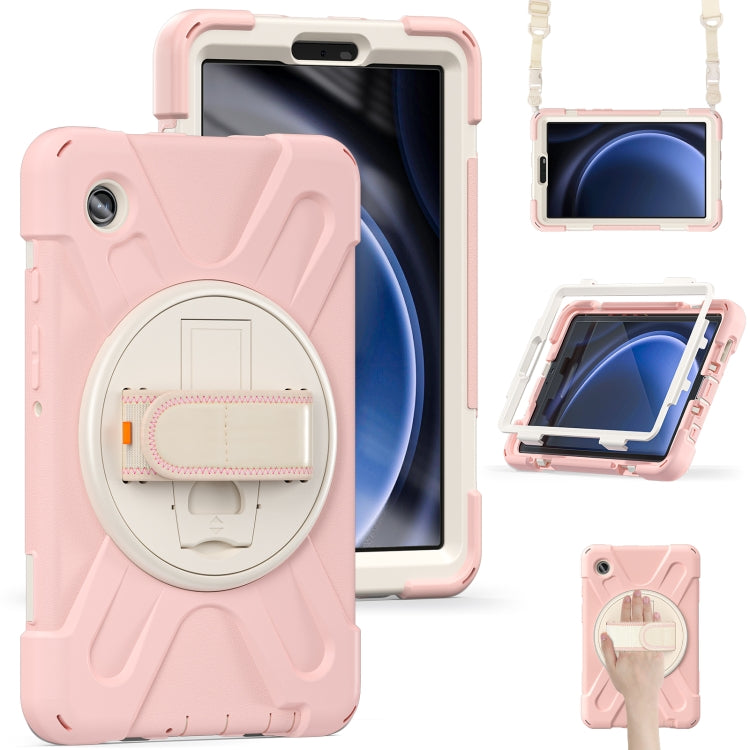 For Samsung Galaxy Tab A9+ Rotatable Kickstand Grip Heavy Duty Hard Rugged Tablet Case(Pink) - Galaxy Tab A9+ by buy2fix | Online Shopping UK | buy2fix