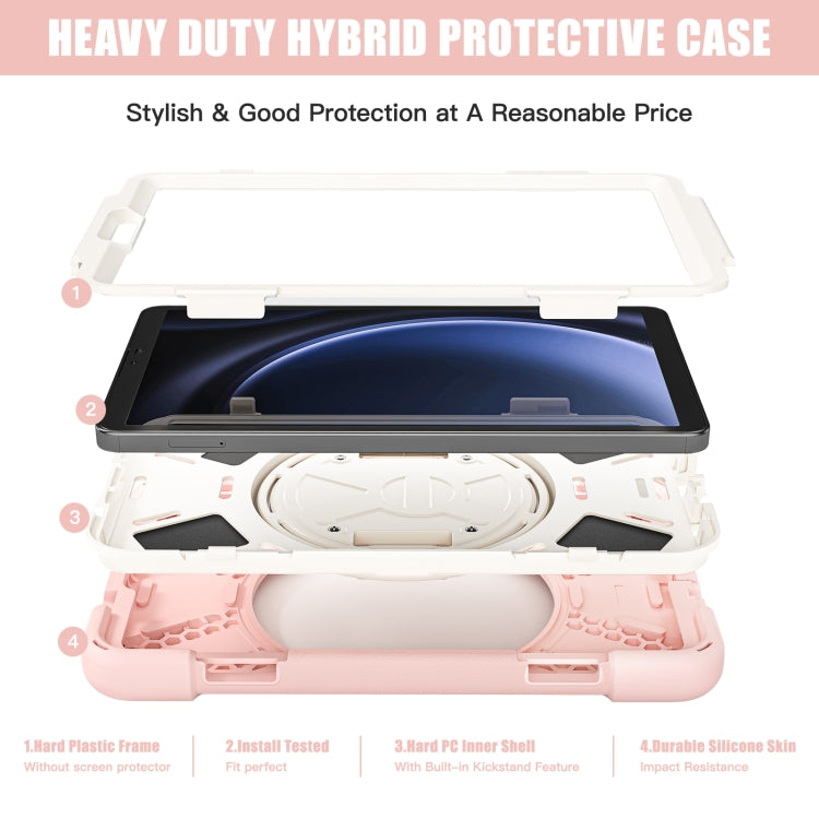 For Samsung Galaxy Tab A9+ Rotatable Kickstand Grip Heavy Duty Hard Rugged Tablet Case(Pink) - Galaxy Tab A9+ by buy2fix | Online Shopping UK | buy2fix