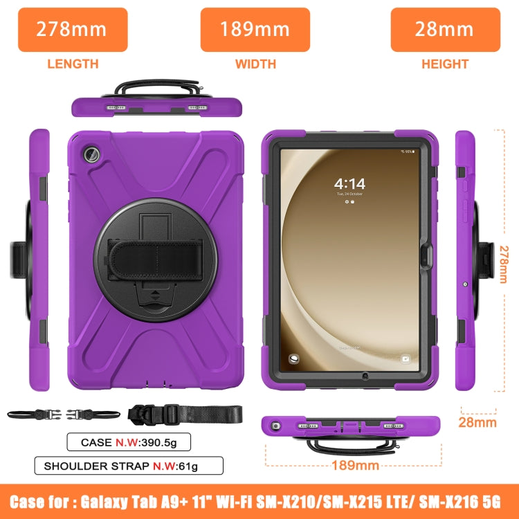 For Samsung Galaxy Tab A9+ Rotary Handle Grab TPU + PC Tablet Case(Purple) - Galaxy Tab A9+ by buy2fix | Online Shopping UK | buy2fix