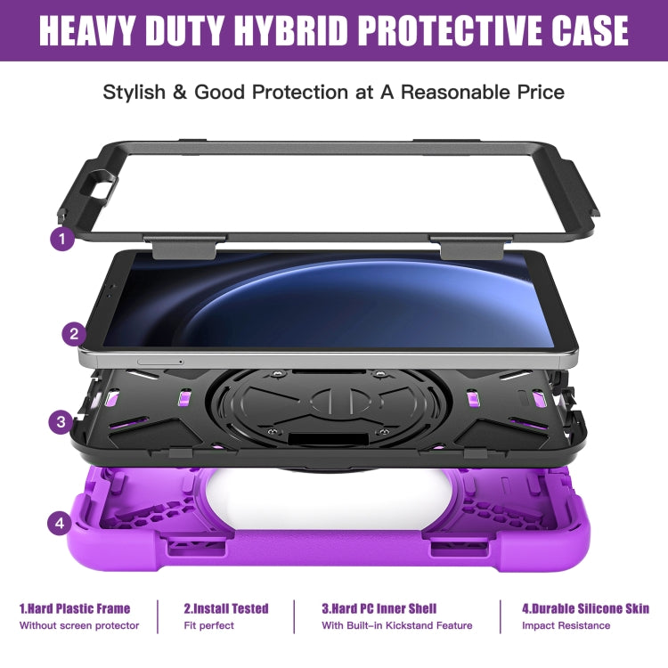 For Samsung Galaxy Tab A9+ Rotary Handle Grab TPU + PC Tablet Case(Purple) - Galaxy Tab A9+ by buy2fix | Online Shopping UK | buy2fix