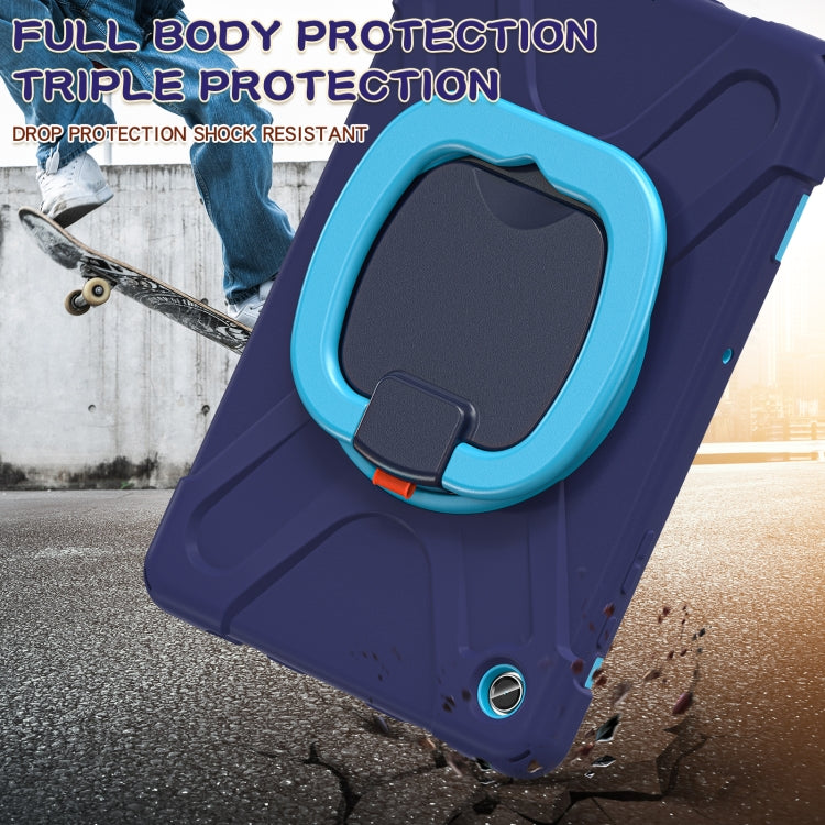 For Samsung Galaxy Tab A9+ Silicone Hybrid PC Tablet Case with Holder & Shoulder Strap(Navy Blue + Blue) - Galaxy Tab A9+ by buy2fix | Online Shopping UK | buy2fix