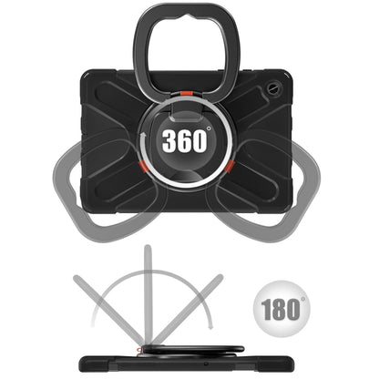 For Samsung Galaxy Tab A9+ Silicone Hybrid PC Tablet Case with Holder & Shoulder Strap(Black + Black) - Galaxy Tab A9+ by buy2fix | Online Shopping UK | buy2fix