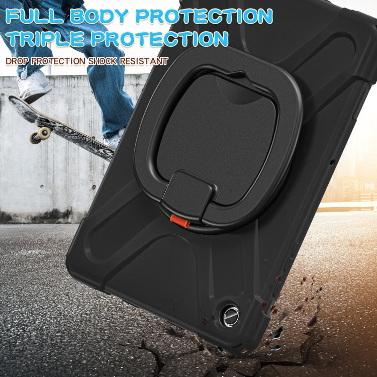 For Samsung Galaxy Tab A9+ Silicone Hybrid PC Tablet Case with Holder & Shoulder Strap(Black + Black) - Galaxy Tab A9+ by buy2fix | Online Shopping UK | buy2fix