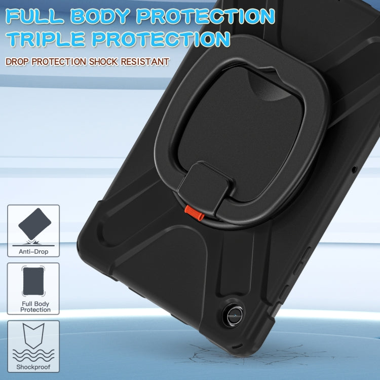 For Samsung Galaxy Tab A9+ Silicone Hybrid PC Tablet Case with Holder & Shoulder Strap(Black + Black) - Galaxy Tab A9+ by buy2fix | Online Shopping UK | buy2fix