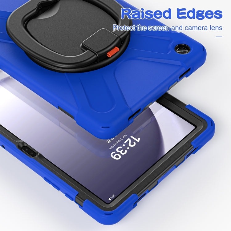 For Samsung Galaxy Tab A9+ Silicone Hybrid PC Tablet Case with Holder & Shoulder Strap(Blue) - Galaxy Tab A9+ by buy2fix | Online Shopping UK | buy2fix